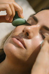 Gua sha mushrooms, green aventurine